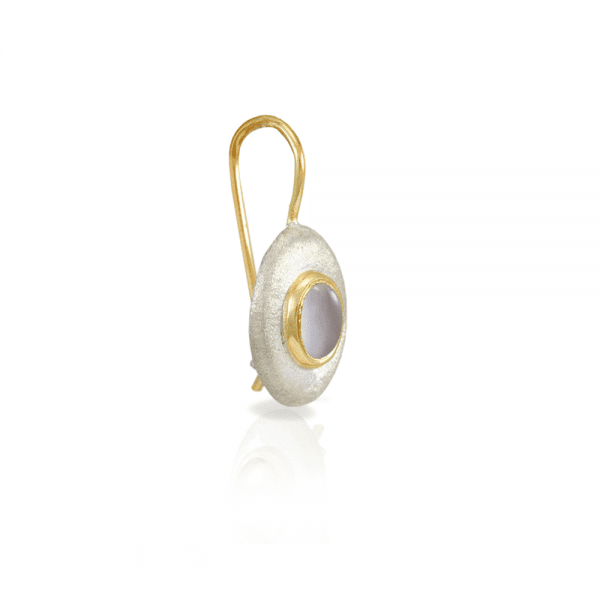 Surfboard Earrings Moonstone with Solid Silver “Surfboard” and Gold trim by Scarab Jewellery Studio