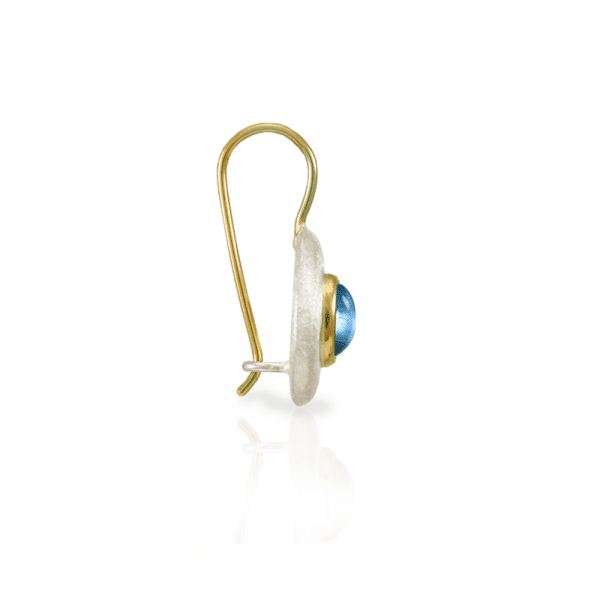 Surfboard Earrings Swiss Blue Topaz with Solid Silver “Surfboard” and Gold trim by Scarab Jewellery Studio