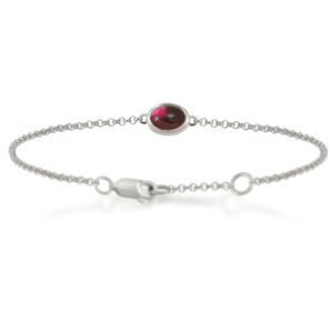 Garnet Cabochon Bracelet - silver - by Scarab Jewellery Studio