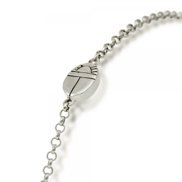 close up of back detail Moonstone Cabochon Bracelet - silver - by Scarab Jewellery Studio