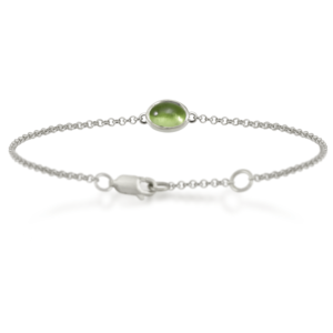 Peridot Cabochon Bracelet - silver - by Scarab Jewellery Studio