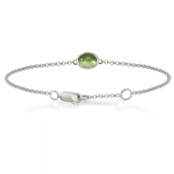 Peridot Cabochon Bracelet - silver - by Scarab Jewellery Studio