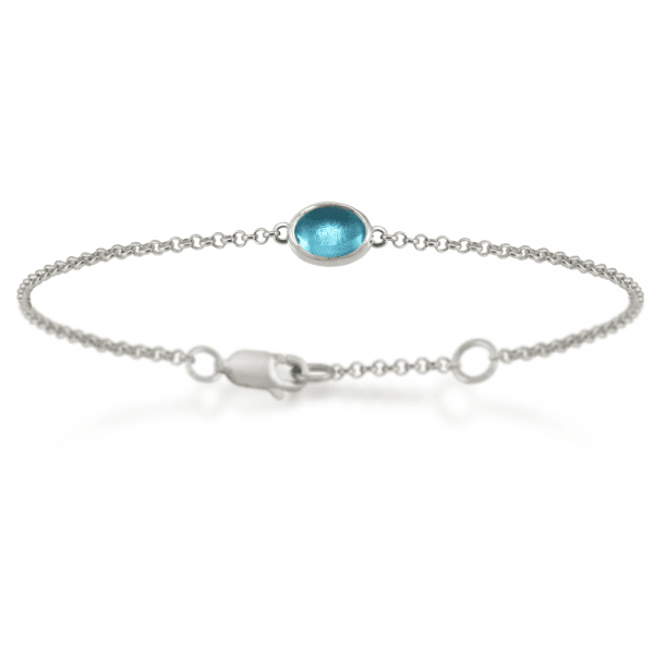 Swiss Blue Topaz Cabochon Bracelet - silver - by Scarab Jewellery Studio