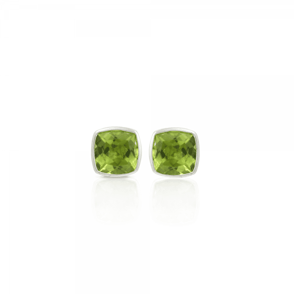 Peridot Stud Earrings set in solid Silver by Scarab Jewellery Studio