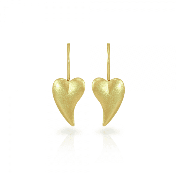 Bewitched gold heart earrings in 9 carat yellow gold by Scarab Jewellery Studio
