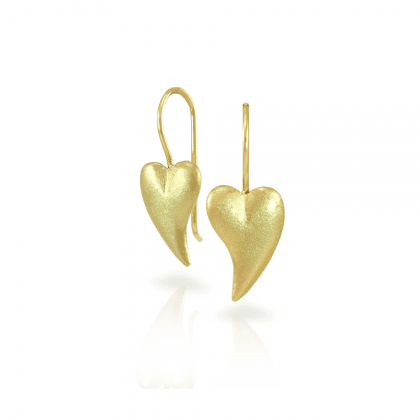 Bewitched gold heart earrings by Scarab Jewellery Studio
