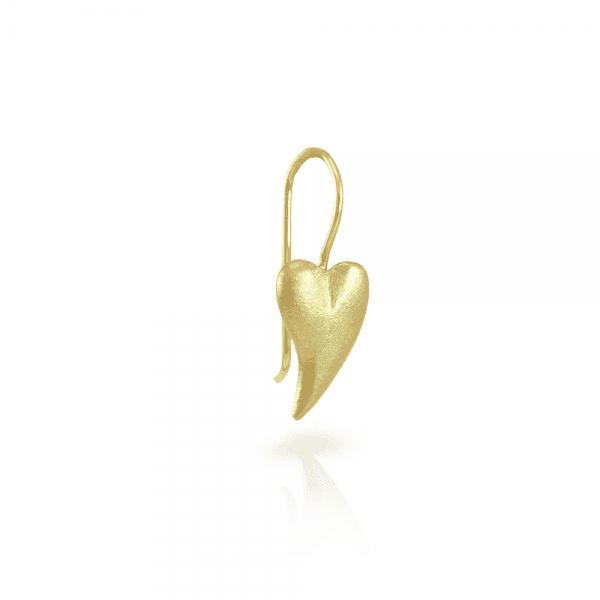 Single Bewitched gold heart earring in 9 carat yellow gold by Scarab Jewellery Studio