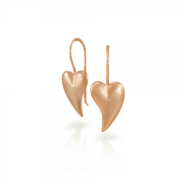 A pair of Bewitched rose gold heart earrings by Scarab Jewellery Studio - online jewellery