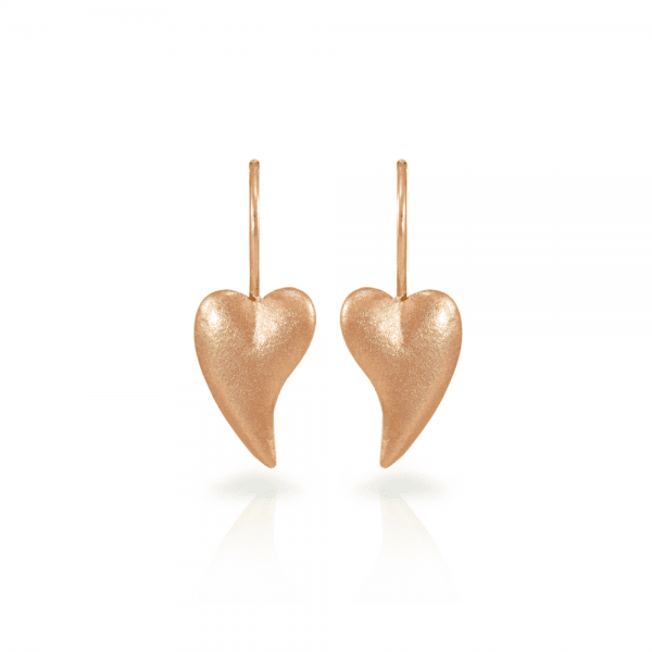 Bewitched rose gold heart earrings by Scarab Jewellery Studio