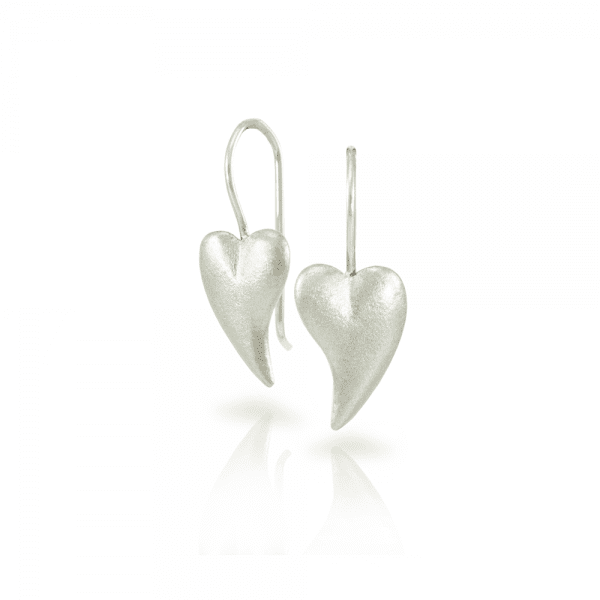 A pair of Bewitched silver heart earrings by Scarab Jewellery Studio - online jewellery