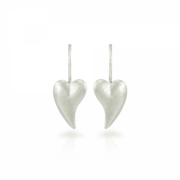 A pair of Bewitched silver heart earrings by Scarab Jewellery Studio - online jewellery
