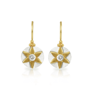 Star Diamond daisy Earrings side by side