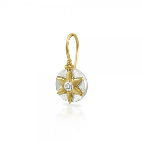E238 Gold and silver diamond daisy earrings single 3 quarter