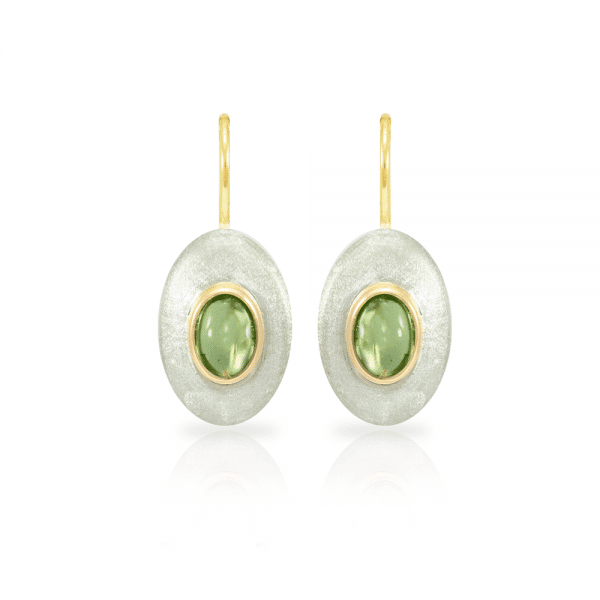 E37 Surfboard Peridot Earrings - front view