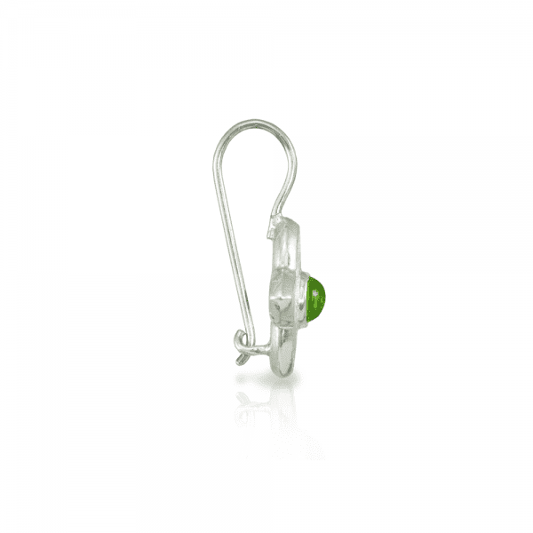 side view - E40 Peridot Silver Petal Flower Earrings