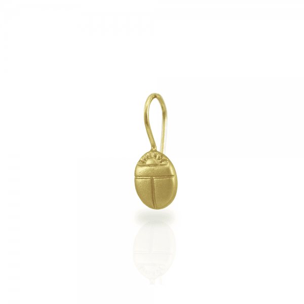 Single Scarab Earring in solid yellow gold by Scarab Jewellery Studio