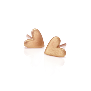 Tiny Valentine Hearts Earrings Red Gold by Scarab Jewellery Studio