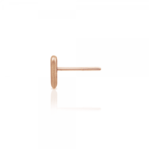 Side view of single Tiny Valentine Hearts Earrings Red Gold by Scarab Jewellery Studio
