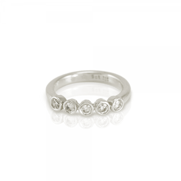 Embla five stone Diamond ring in white gold by Scarab Jewellery Studio