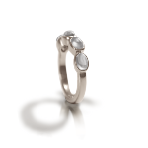 Silver Moonstone Ring with four moonstones by Scarab Jewellery Studio