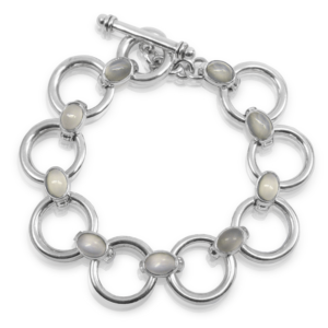 Moonstone Circle Bracelet with Moonstone cabouchon links by Scarab Jewellery Studio