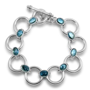 Swiss Blue Topaz Circle Bracelet with Swiss Blue Topaz cabouchon links by Scarab Jewellery Studio