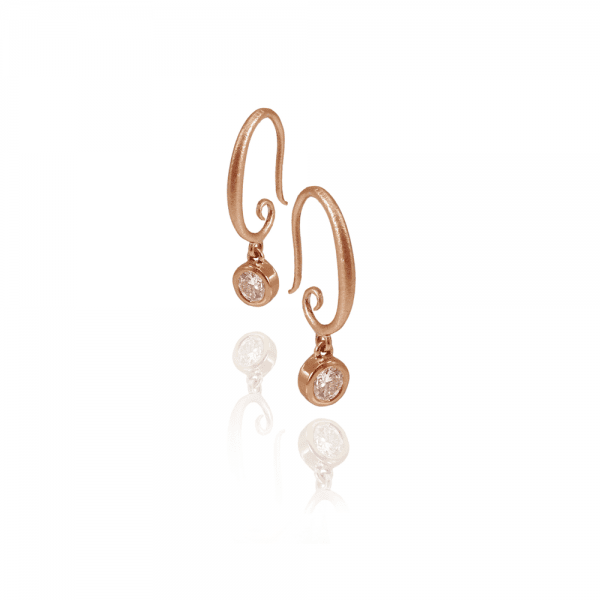 Spiral Hoop Diamond Drop Earrings by Scarab Jewellery Studio