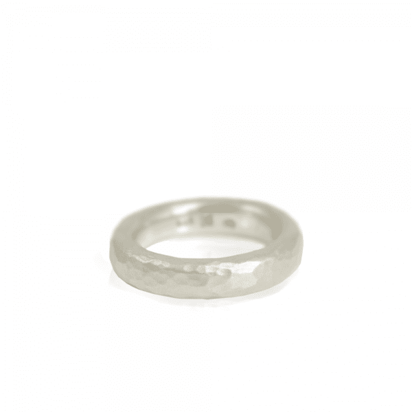 narrow beaten silver band by Scarab Jewellery Studio