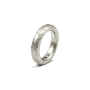 narrow beaten silver band by Scarab Jewellery Studio