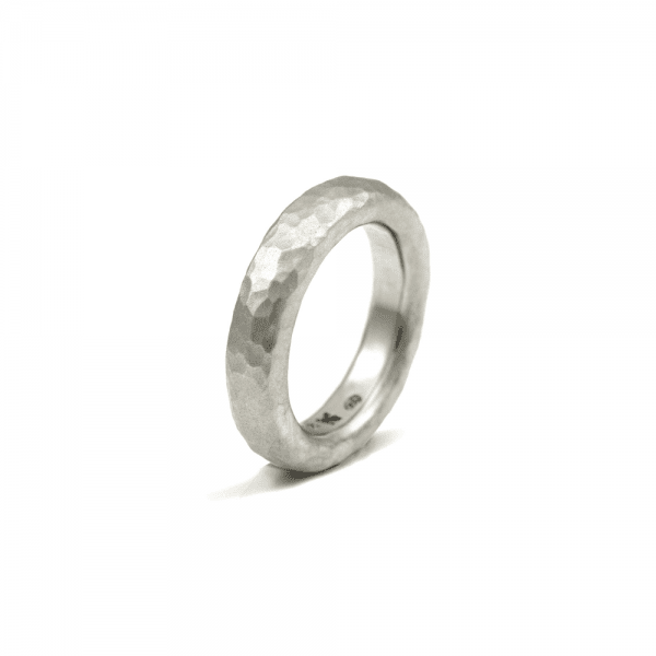 narrow beaten silver band by Scarab Jewellery Studio