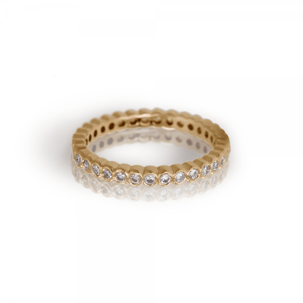 Yellow Gold Diamond Eternity Band by Scarab Jewellery Studio