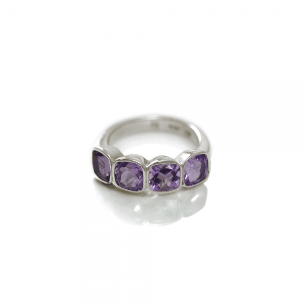 Four Stone Amethyst Silver Ring by Scarab Jewellery Studio - February Birthstone Jewelry