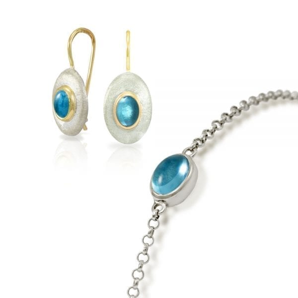 Earrings Blue Topaz Silver Bracelet bundle by Scarab Jewellery Studio