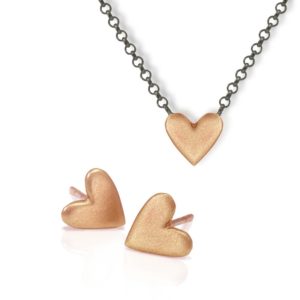 Earrings Red Gold Heart Pendant bundle by Scarab Jewellery Studio