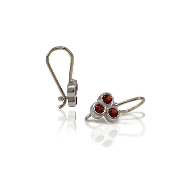 Three Stone Grape Earrings Garnet by Scarab Jewellery Studio