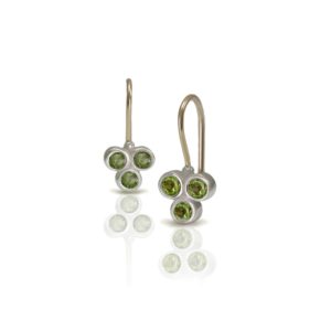 Three Stone Grape Earrings Peridot by Scarab Jewellery Studio
