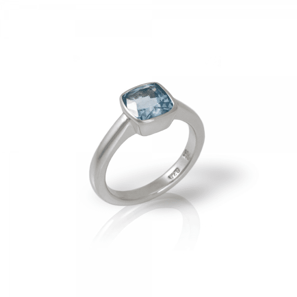 "One" silver ring Blue Topaz by Scarab Jewellery Studio