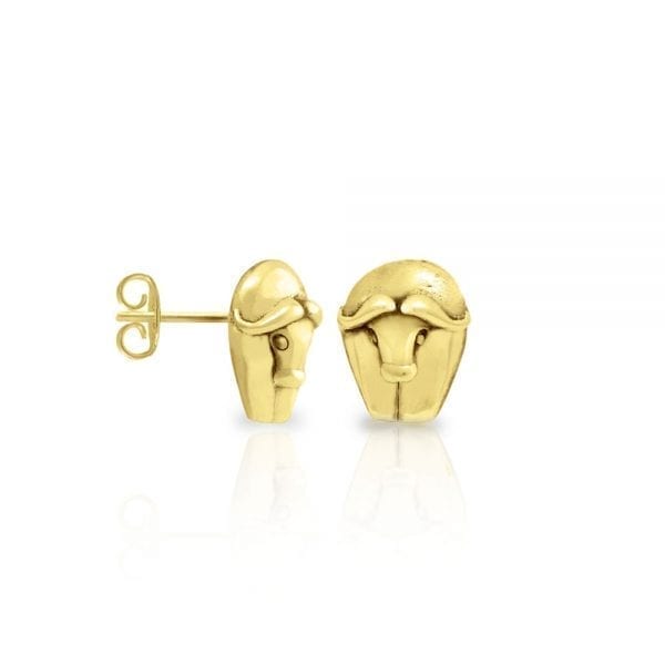 African Buffalo Gold Earrings by Scarab Jewellery Studio