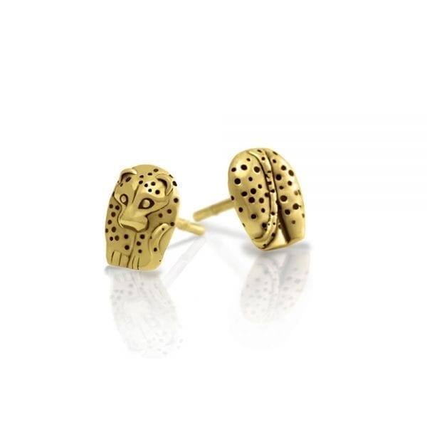 Gold African Leopard Earrings by Scarab Jewellery Studio