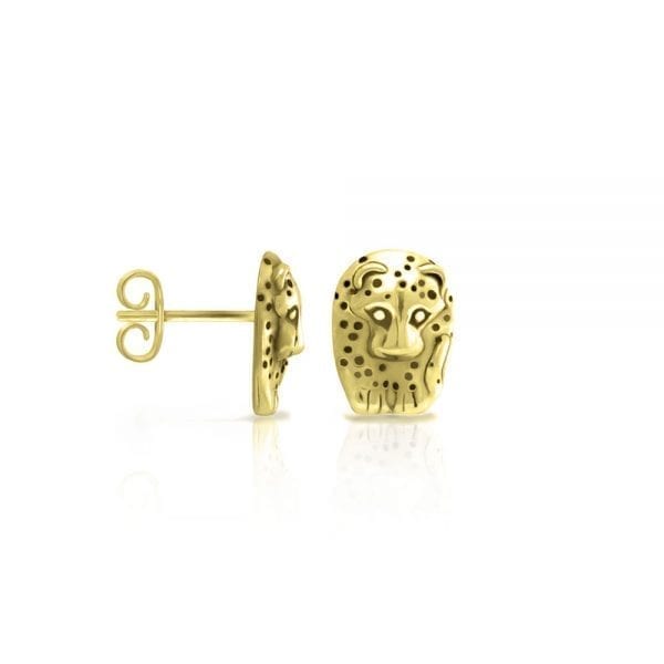 Gold African Leopard Earrings by Scarab Jewellery Studio