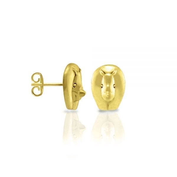 Gold African Rhino Earrings by Scarab Jewellery Studio