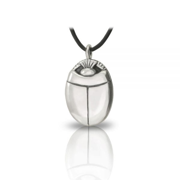 Large silver scarab pendant front by Scarab Jewellery Studio