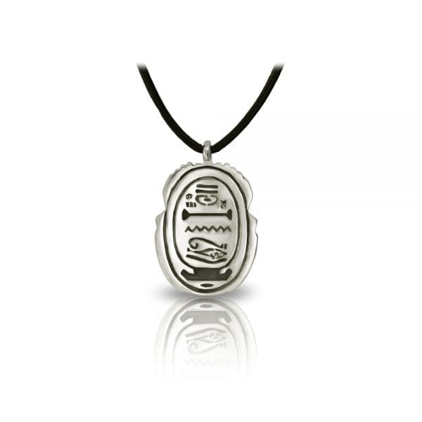 Large Alexandria Egyptian Scarab Silver Pendant back by Scarab Jewellery Studio