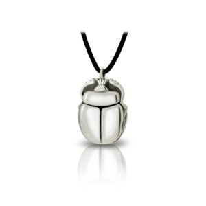Large Alexandria Egyptian Scarab Silver Pendant front by Scarab Jewellery Studio