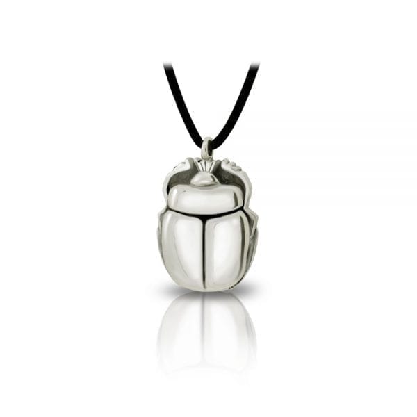 Large Alexandria Egyptian Scarab Silver Pendant front by Scarab Jewellery Studio