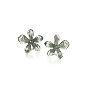 Detailed Silver Lily Earrings by Scarab Jewellery Studio London