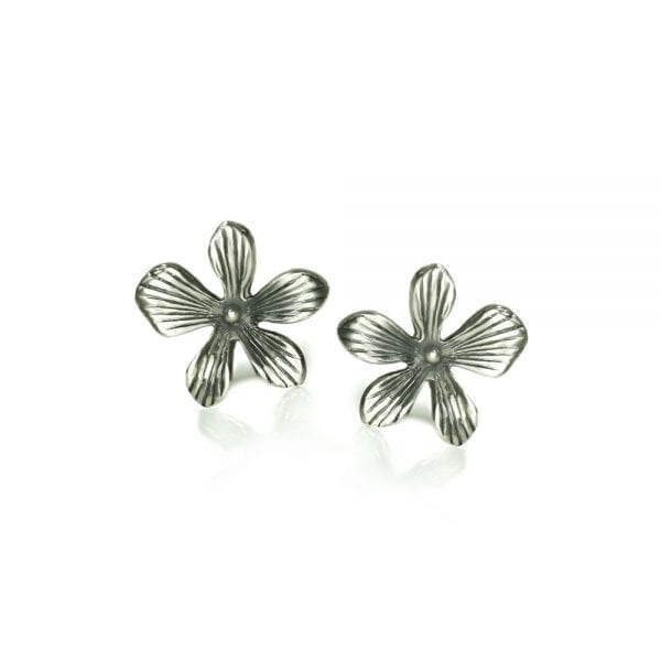 Detailed Silver Lily Earrings by Scarab Jewellery Studio London