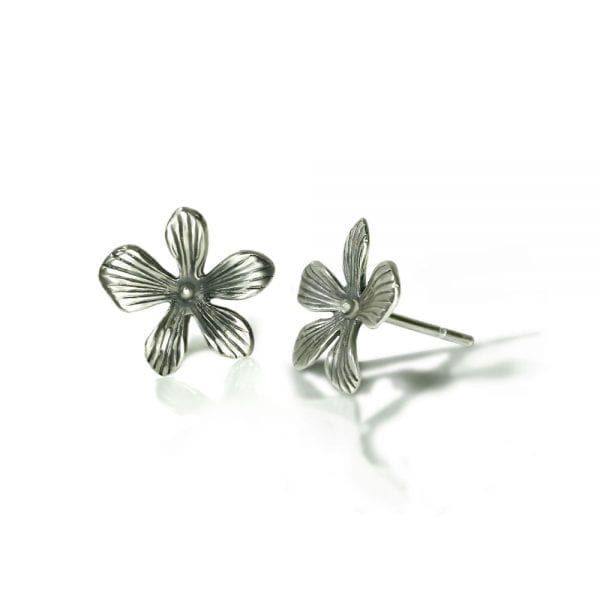 Detailed Silver Lily Earrings by Scarab Jewellery Studio London