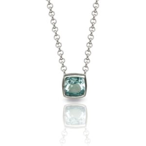 Sky Blue Topaz Silver Pendant - P64 "Boxy" by Scarab Jewellery Studio London
