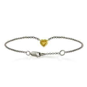 Silver 9ct yellow gold citrine heart bracelet by Scarab Jewellery Studio